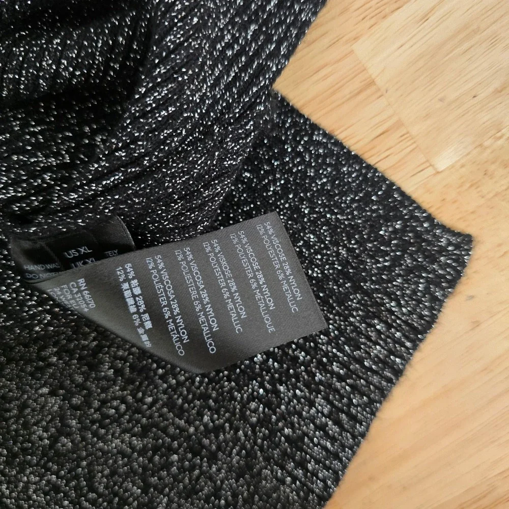 By Anthropologie Womens XL Black Silver Metallic Chevron Ribbed Knit Tank Top - Picture 4 of 8